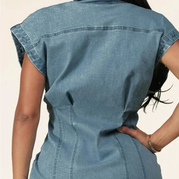 L'ATISTE Blue Denim Midi Dress - Picture 4 of 5